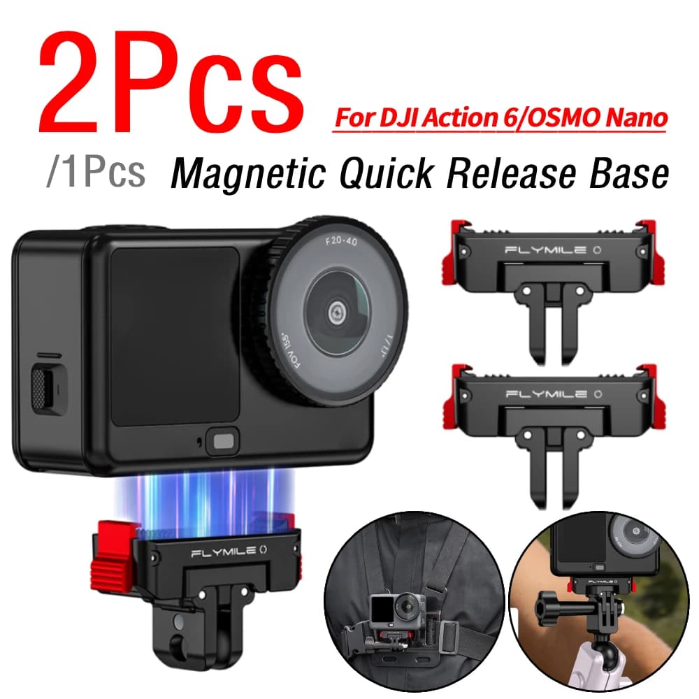 1/2 pcs magnetic adapter for action camera DJI Action 6/OSMO 1/4 screw hole for DJI Action 6 action camera accessories
