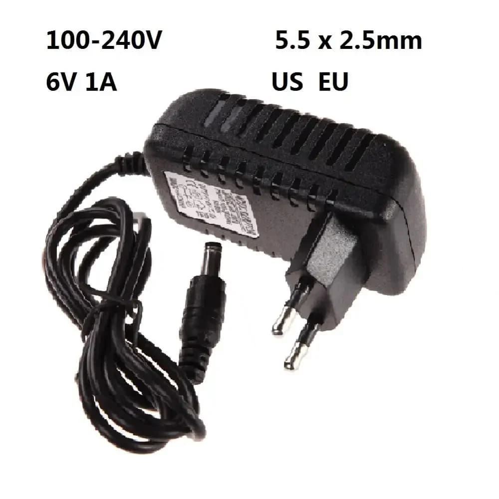 Adattatore di alimentazione universale 100-240V con spina EU, convertitore AC/DC switching, caricabatterie 6V 1A 1000mA, 5.5 x 2.5mm
