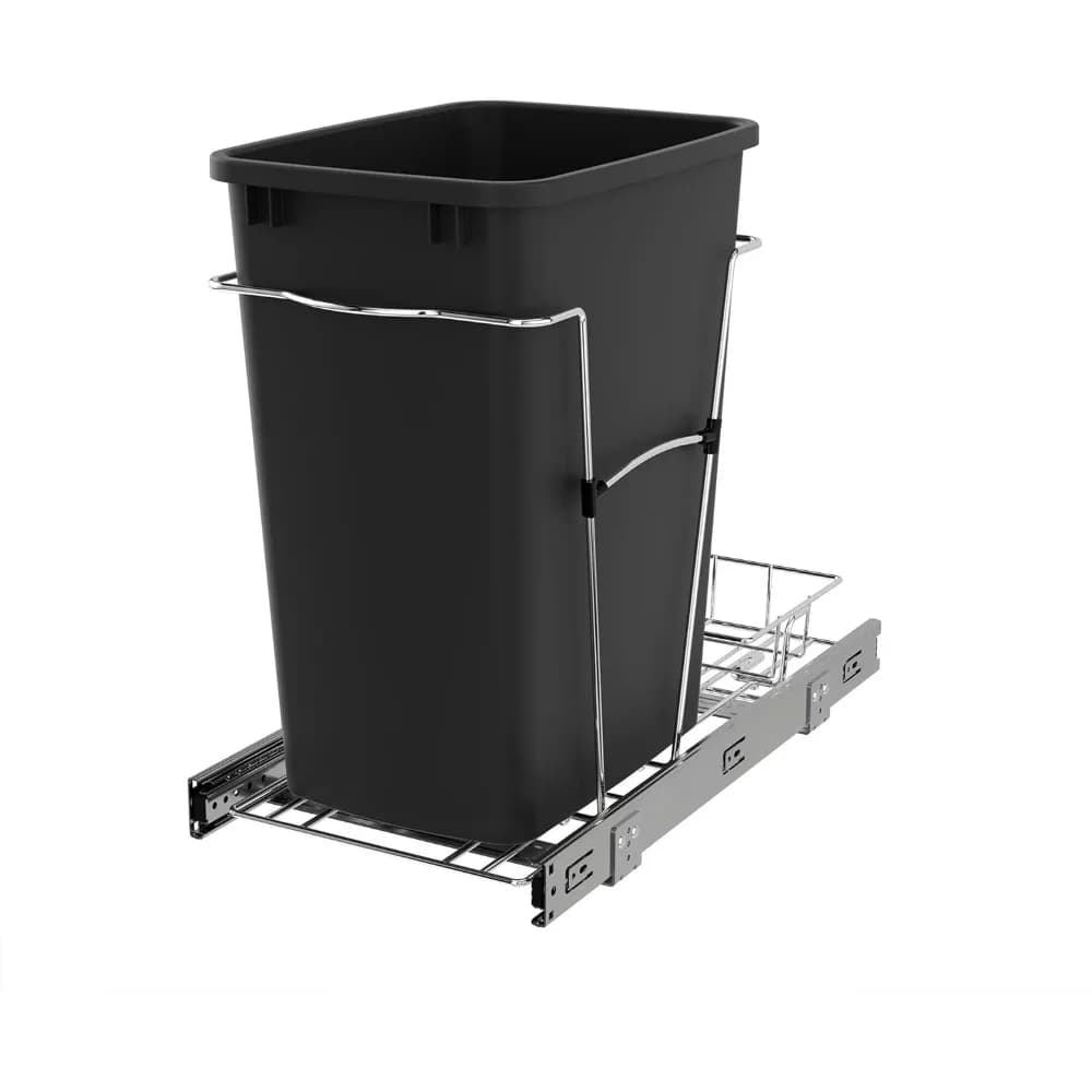 Cestino estraibile Rev-A-Shelf per mobili da cucina, contenitore per rifiuti e riciclo da 35 Qt con guide a estrazione totale, RV-12KD-18C S