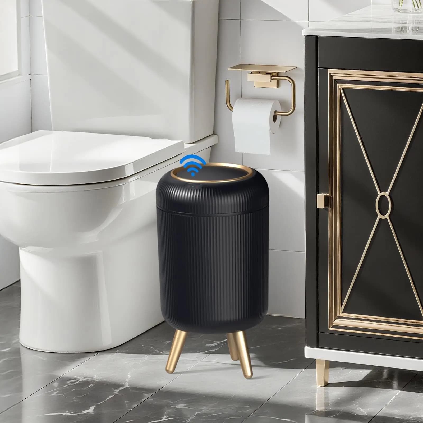 2026 New Bathroom Trash Can Automatic Touchless,Garbage Can Waste Baskets with Removable Legs for Kitchen,Office,Toilet, Bedroom