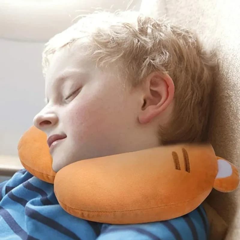 U-Shaped Travel Neck Pillow, Lightweight Airplane Car Pillow for Sleeping, Cartoon Cute Memory Foam Neck Rest for Train Bus