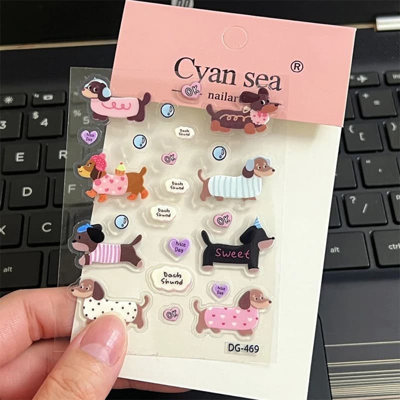Cute cartoon stickers in 3D jelly transparent resin gel self-adhesive decoration for DIY phone cases tablet computer