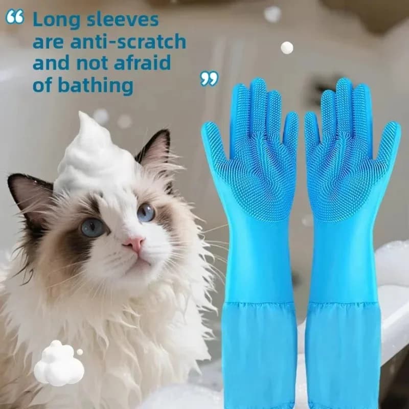Guanti per toelettatura in silicone per animali domestici, per cani, gatti, bagno, shampoo, spazzola, rimozione dei peli, massaggio, pulizia, scrubber