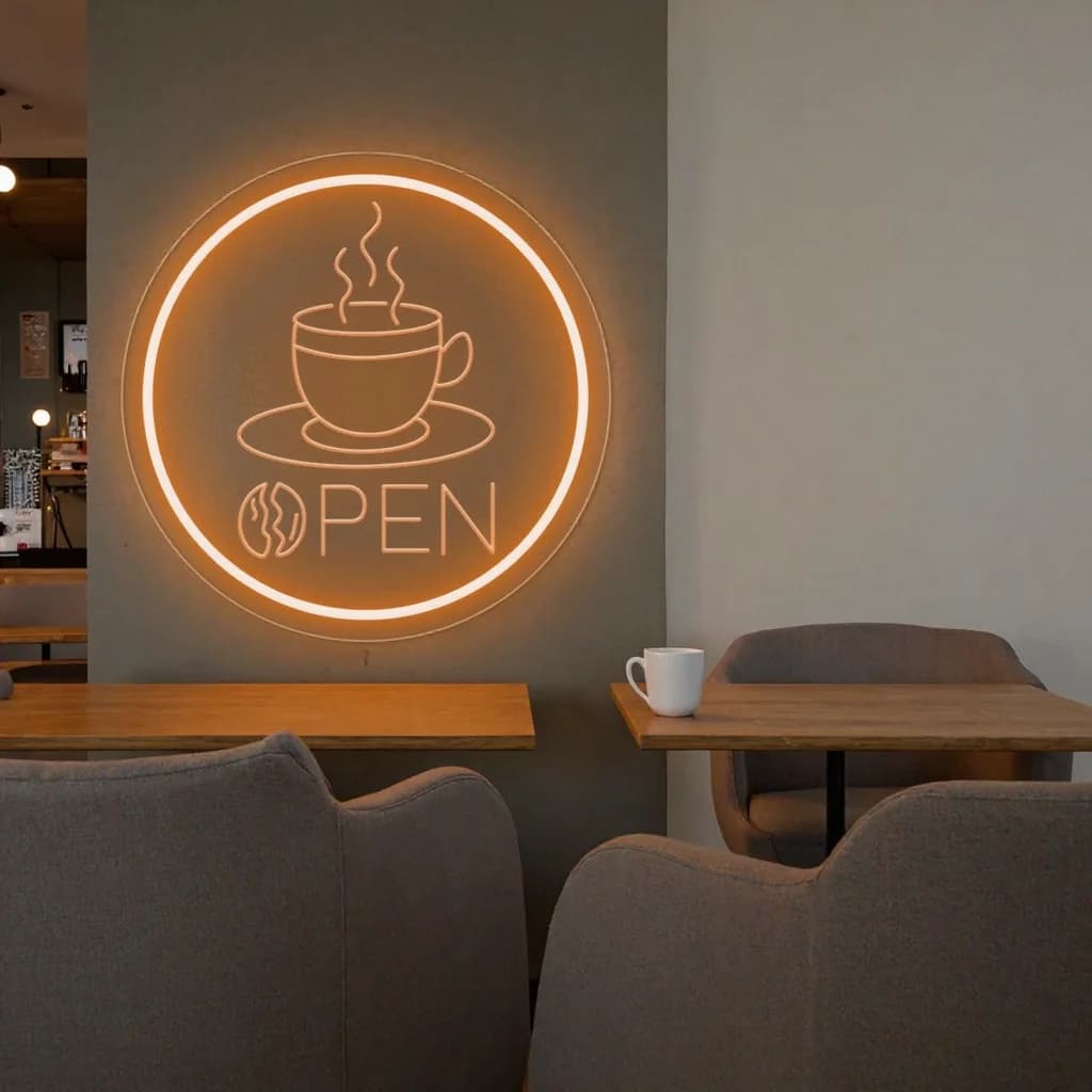 Insegna al neon aperta per caffè Luce al neon a LED per caffè Caffetteria Ristorante Insegne luminose per affari Luci per decorazioni murali per la cucina di casa
