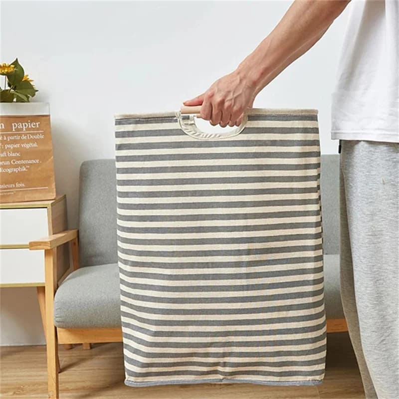 Basket for Bucato Waterproof in Cotton and Linen, Organizer for Dirty Dresses, Foldable Bag for Conservation Various Items, Foldable Basket