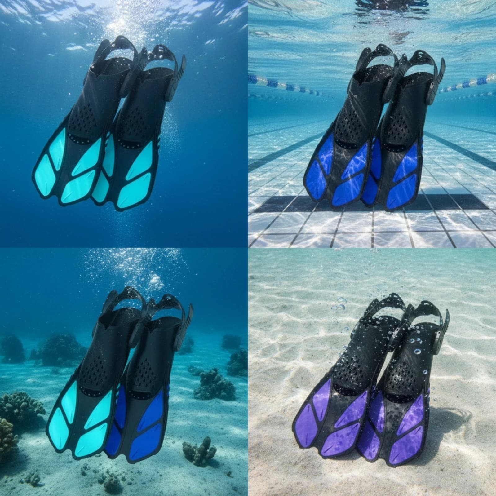 Diving Fins Vented Swimming Flippers Gear Flexible for Divers, Snorkeling, Pool Training