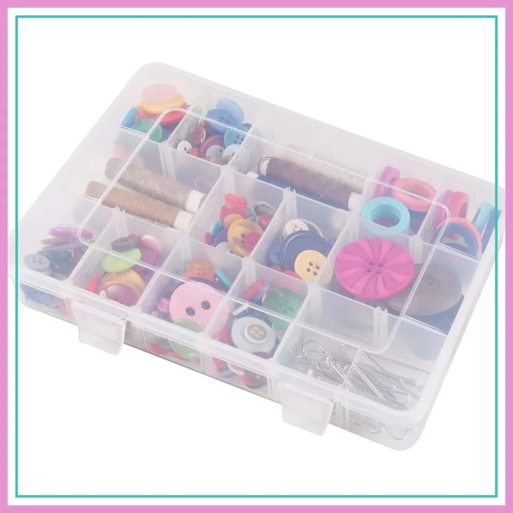 Scatola organizer in plastica con 18 scomparti e divisori, contenitore trasparente per perline, artigianato, gioielli, attrezzatura da pesca, 7,9 x 6,2 x 1,2 pollici