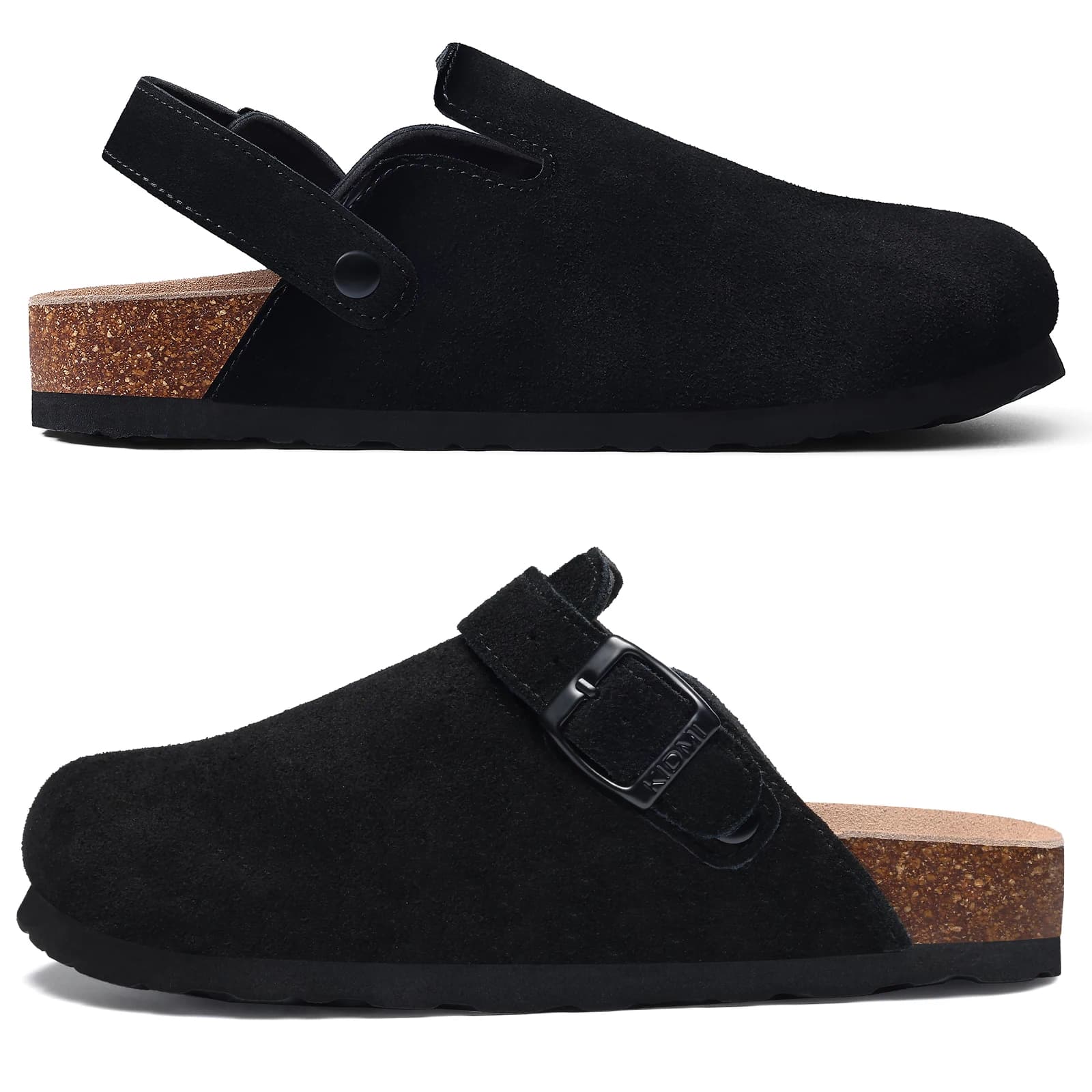 Litfun New Fashion Women's Clogs with Adjustable Strap Cork Footbed Leather Mules with Arch Support Unisex Outdoor Potato Shoes