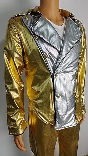 Giacca d'oro abbinata a pantaloni lunghi per i costumi della medaglia d'oro del tour mondiale