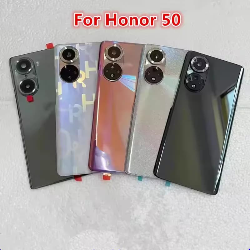 Glass Back Lid Door For Huawei Honor 50 Hard Battery Cover Honor50 Rear Housing Panel Case With Camera Lens Sticker Adhesive