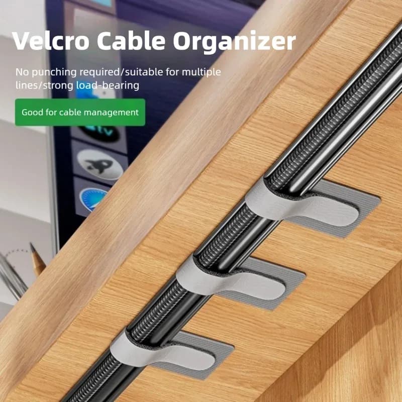Fascette per Cavi Riutilizzabili in Velcro, Organizzatore di Cavi Autoadesivo Regolabile, Supporto per Cavi di Alimentazione, Gestore da Scrivania per una Gestione Ordinata dei Cavi
