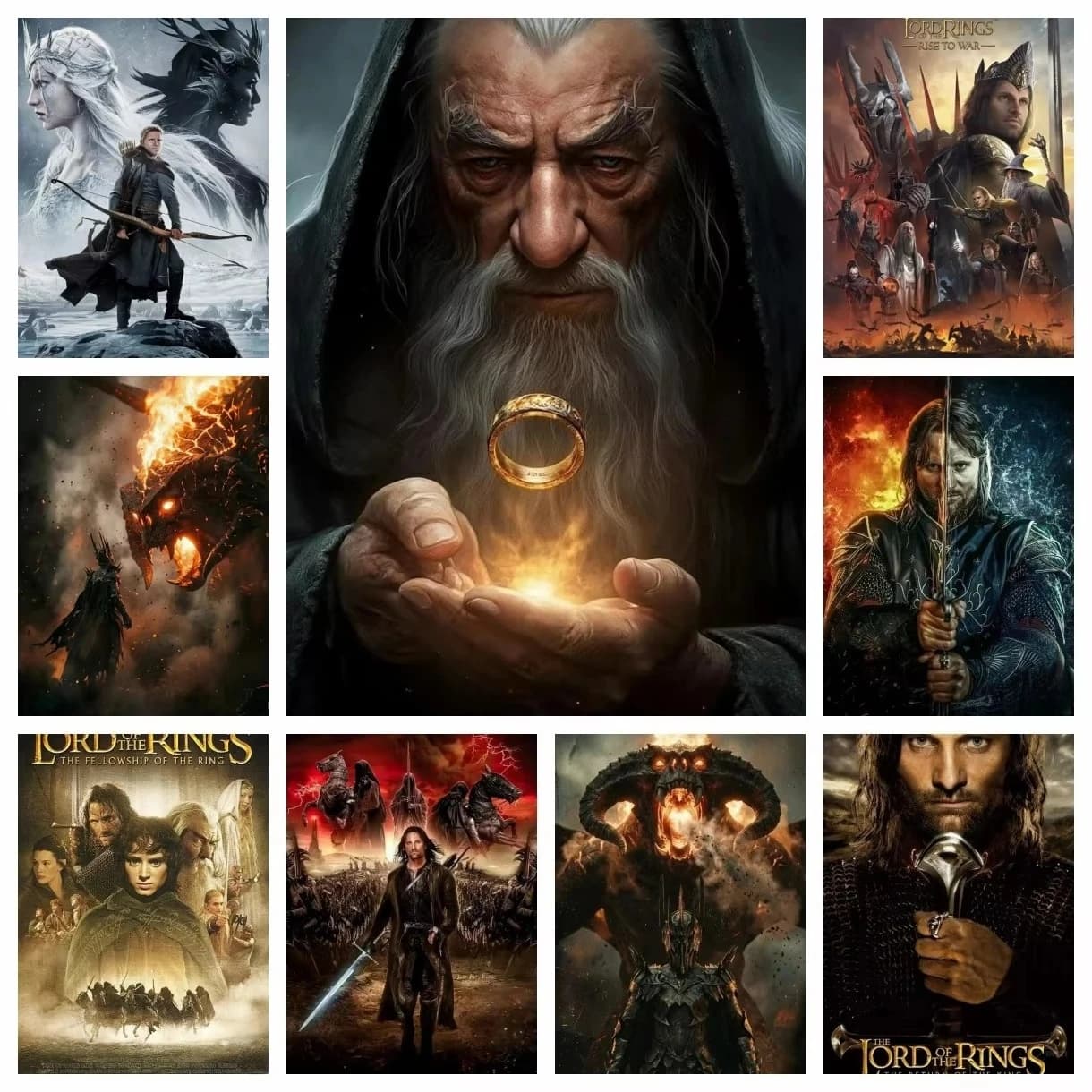 5D DIY Diamond The Lord of the Rings American Fantasy Films Diamond Embroidery Full Round Drill Cross Stitch Home Decorate