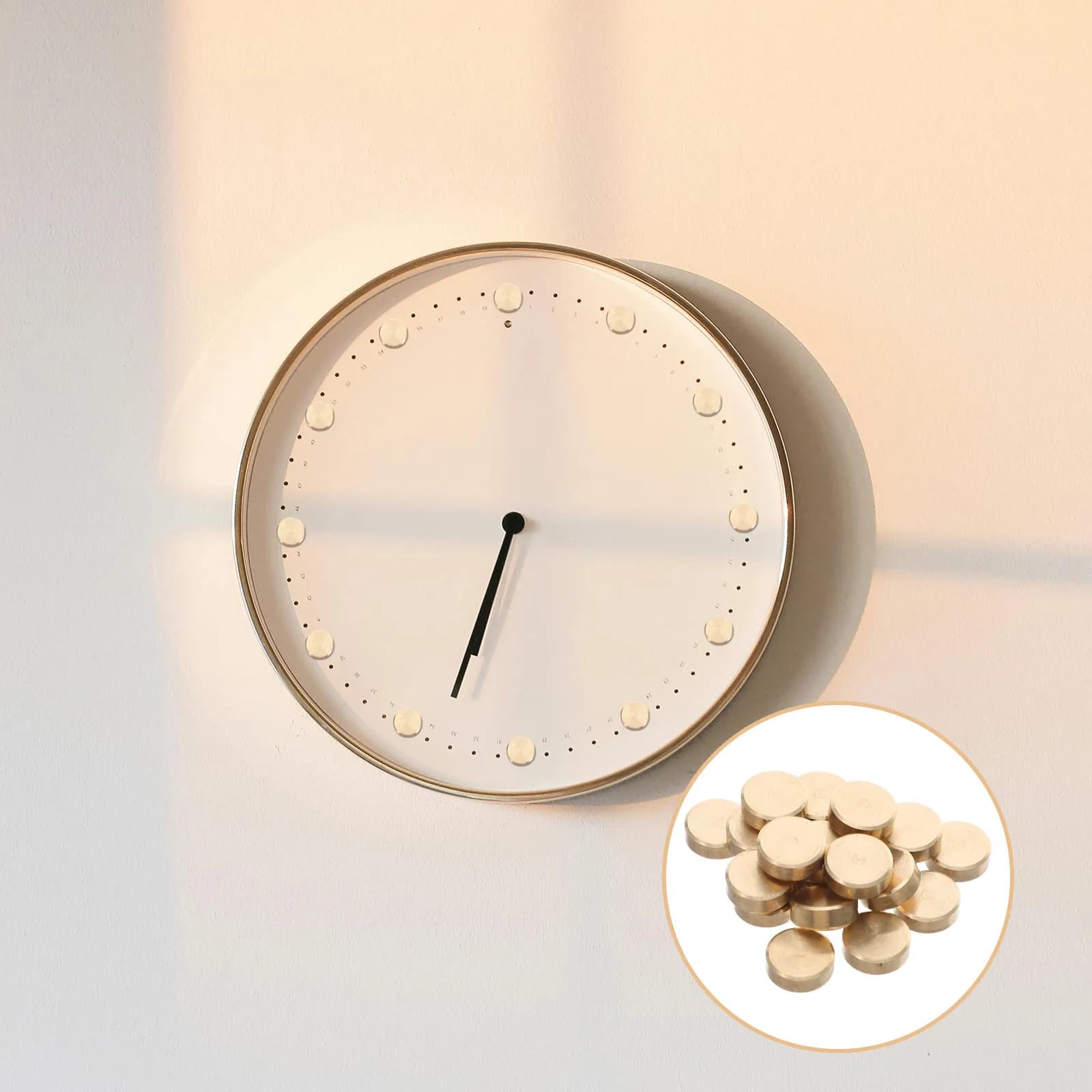 20Pcs Modern DIY Wall Clock Numerals Brass Dot Markers Silent Mechanism Minimalist Clock Accessories for Living Room Kitchen