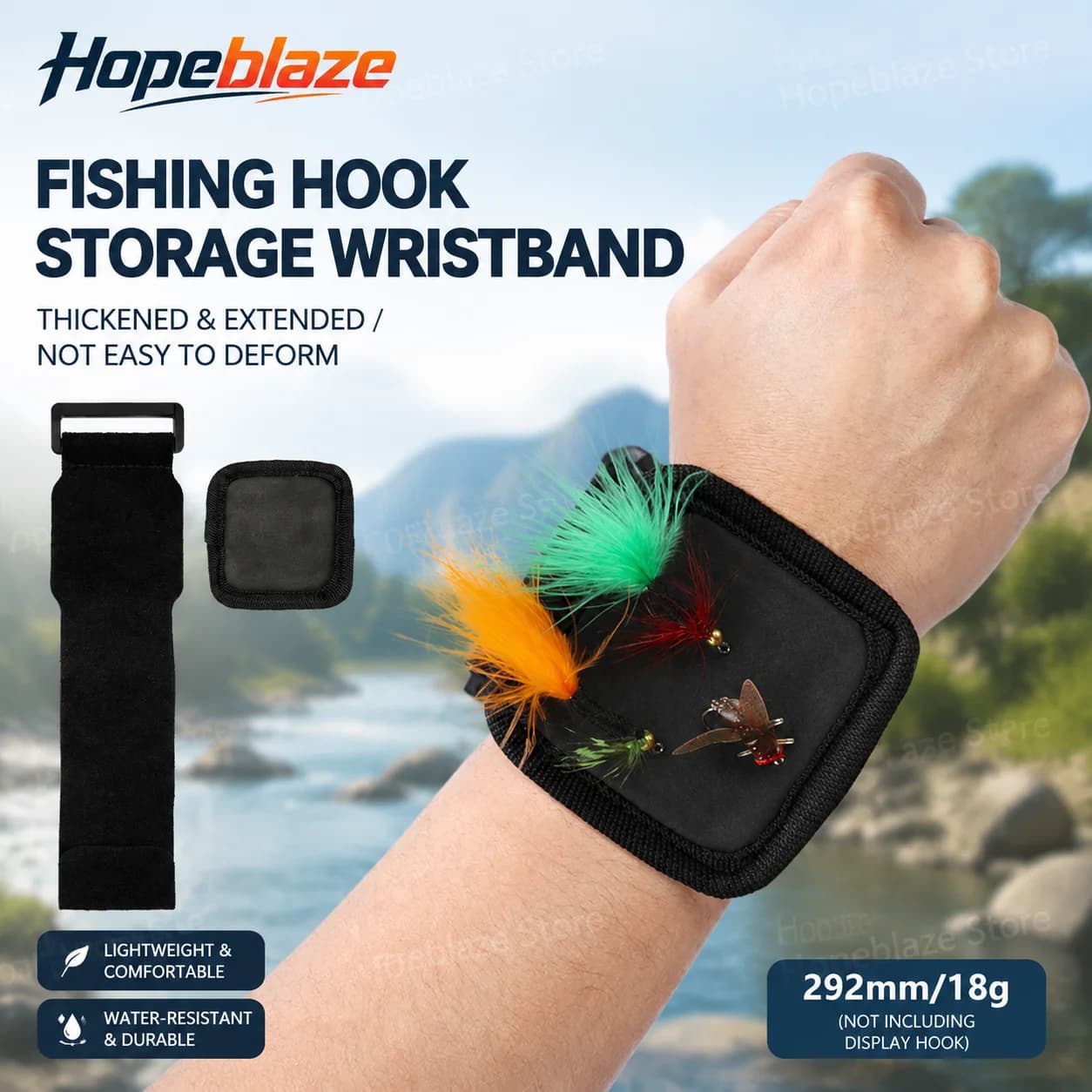 Fly Fishing Hook Storage Wristband Adjustable Velcro Strap With Sponge Insert Pad Lure Holder Breathable For Freshwater Saltwate