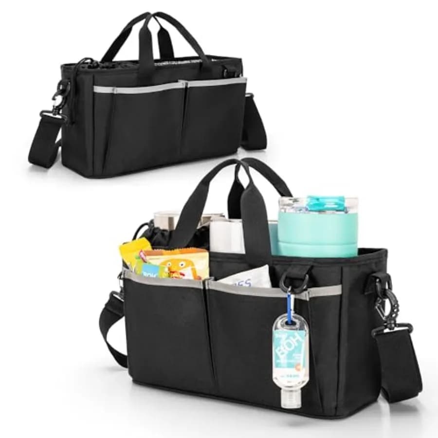 Portabottiglie con Cordoncino e Fibbia, Borsa Portabicchieri da 32/40 oz con Divisorio Staccabile, Porta 3 Bicchieri con Tracolla Regolabile