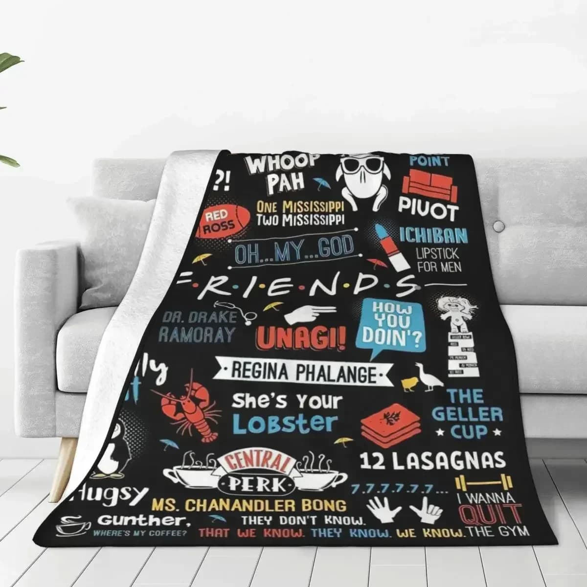 Coperta della Serie TV Friends, Coperta Leggera in Flanella con Motivo Central Perk, per Letto, Divano e Tappeto