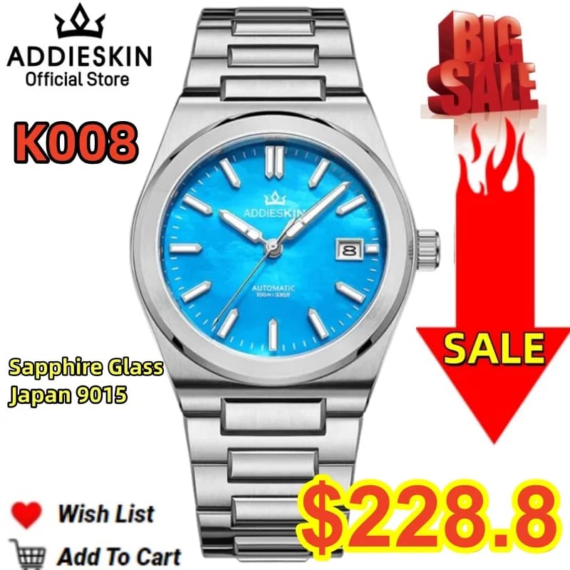 AddiesKin Top Men's wrist watches 100M Waterproof BGW9 Luminous Sapphire Glass Calendar Mechanical watches reloj hombre