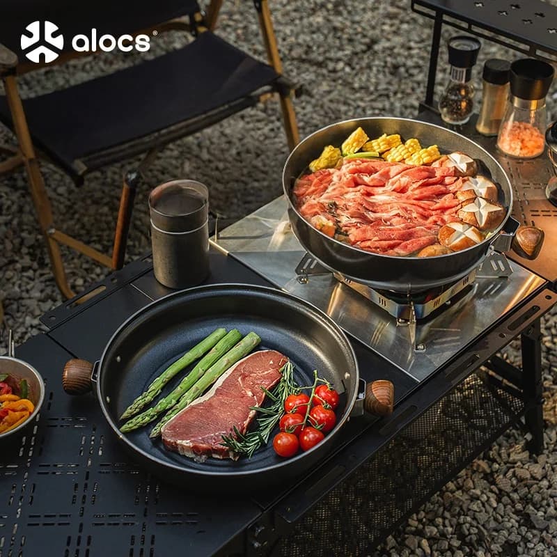 ALOCS Camping Pencil Set in Aluminium Alloy, Anti-adhesive Portable Kit for Hiking, Compatible with Different Types of Stoves