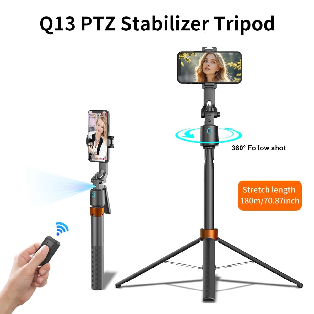 360 ° Treppiede per selfie con tracciamento facciale con hot shoe Bastone selfie multifunzione con telecomando per selfie video Vlog