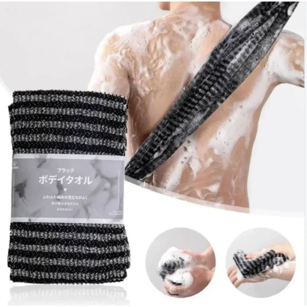 Asciugamano Esfoliante Giapponese per la Schiena 100x24cm, Panno Lungo da Bagno per Pulizia Profonda, Loofah per il Corpo