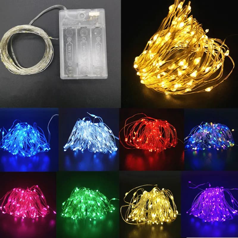 Luci a stringa a LED 1/2/3/5/10m alimentate a batteria, ghirlanda per decorazioni natalizie, compleanni, matrimoni e feste