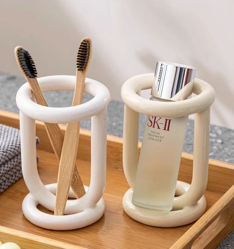 Exquisite Ceramic Toothbrush Holder knife and Fork Cutlery Storage Desktop Storage Holder Desktop Decoration Pen Holder