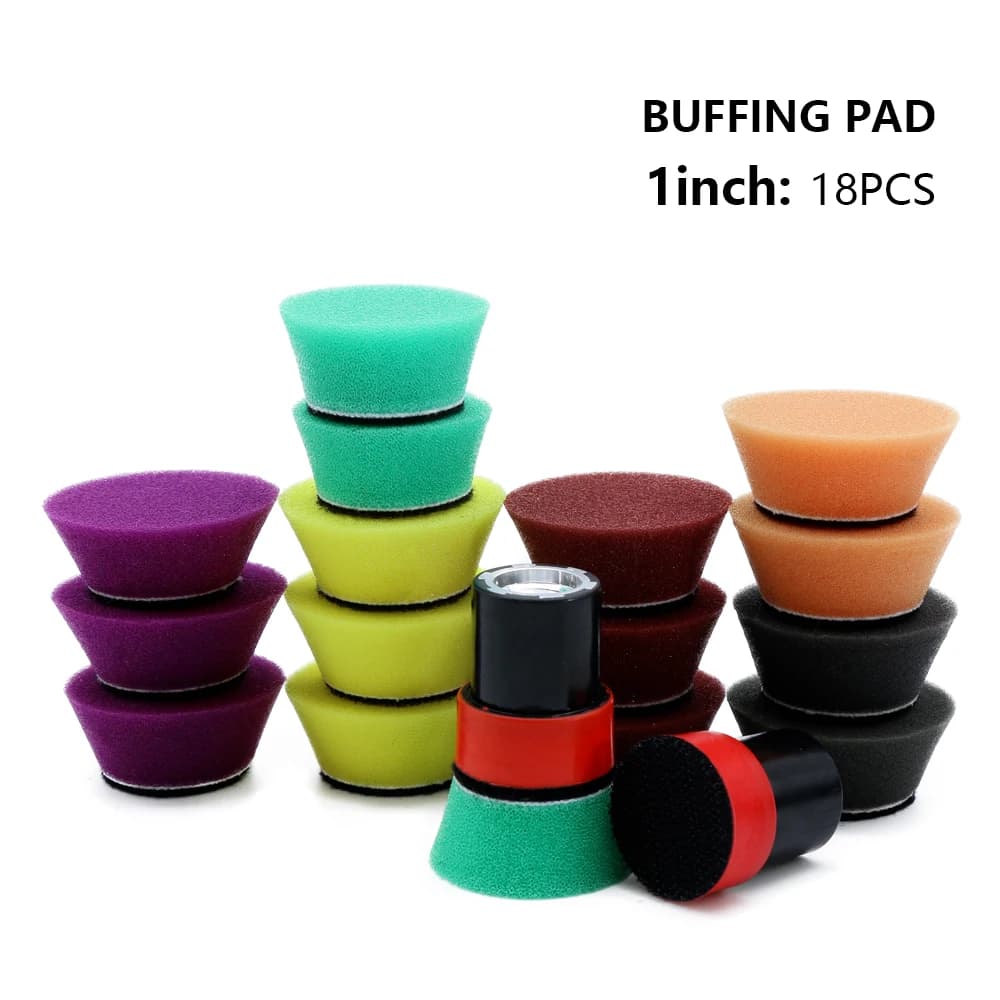 FARTRYGO 18pcs 1Inch Mini Car Foam Polishing Kit Sponge Buffing Pads Wool Buffer Disc Mini Detailing Drill Polishing Pads