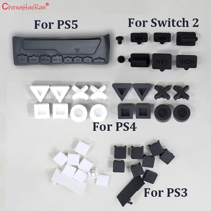 1Set Per PS2 PS3 Macchina Sottile PS4 PRO Spina Antipolvere Sottile Per Interruttore 2 Antifouling Rubbe Host Accessori di Riparazione Rilievo Del Piede