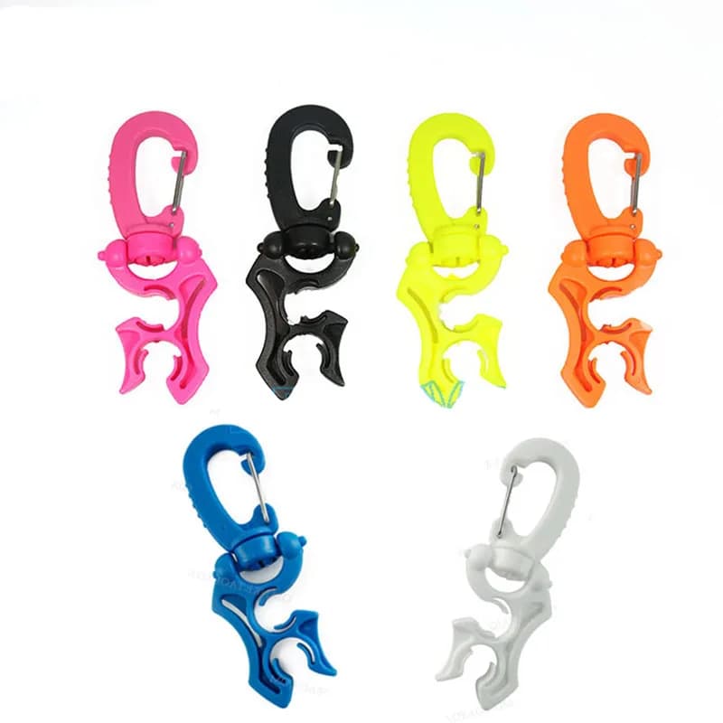 Regolatore respiratorio per immersioni subacquee Doppio supporto per tubo flessibile Bcd con gancio per fibbia a clip Accessori per fermo per morsetto per snorkeling