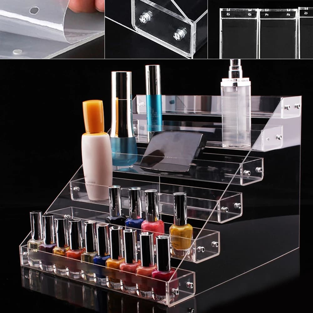 Scaffale in acrilico trasparente a 6 livelli per profumo, scala per trucco, espositore, riser, ripiano per inchiostro, supporto in acrilico per action figure, cosmetici per vernici