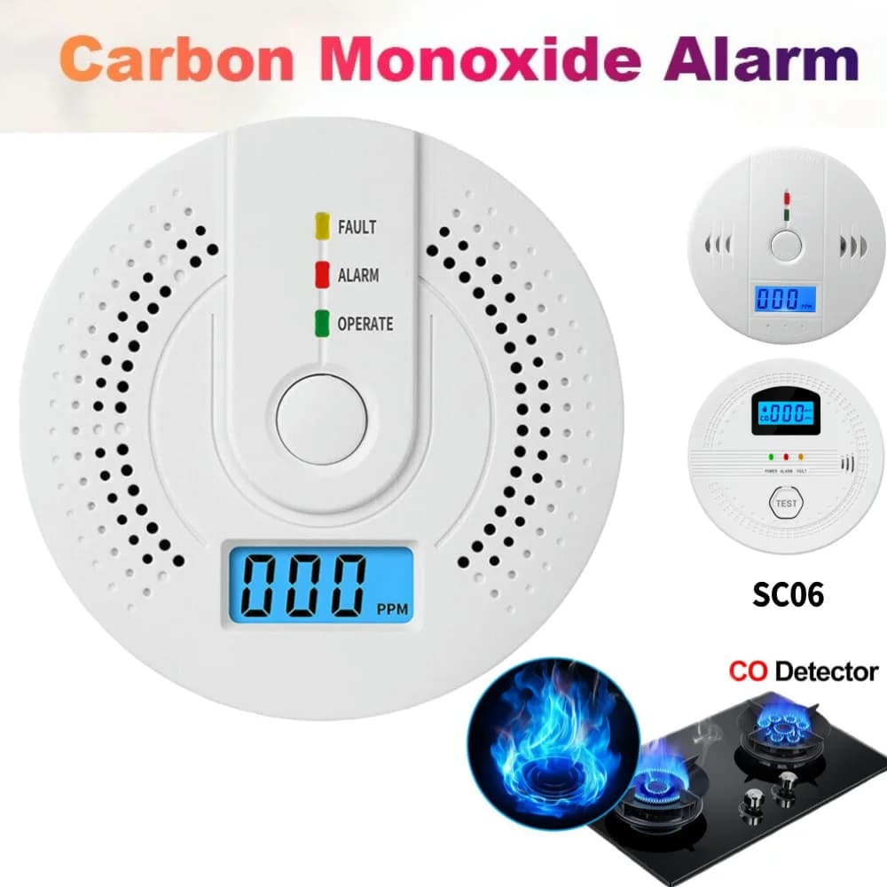 Rilevatore di allarme per monitor digitale di gas CO con indicatore LED Sensore di CO portatile alimentato a batteria per magazzino domestico