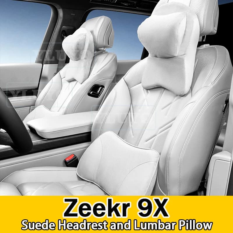Cuscino poggiatesta e lombare per auto ZEEKR 9X, supporto per il collo in pelle scamosciata perforata traspirante, accessori interni
