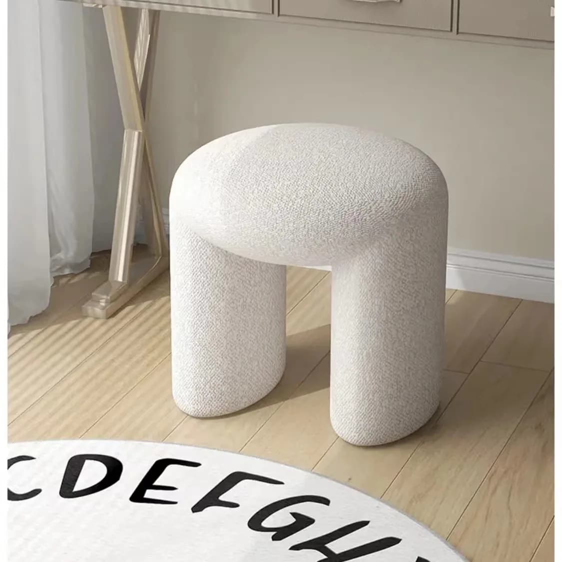 Sgabello Pouf Morbido e Carino per Casa, Sgabello Semplice per Scarpe e Trucco, Pouf Rotondo Piccolo, Poggiapiedi in Cashmere e Pile