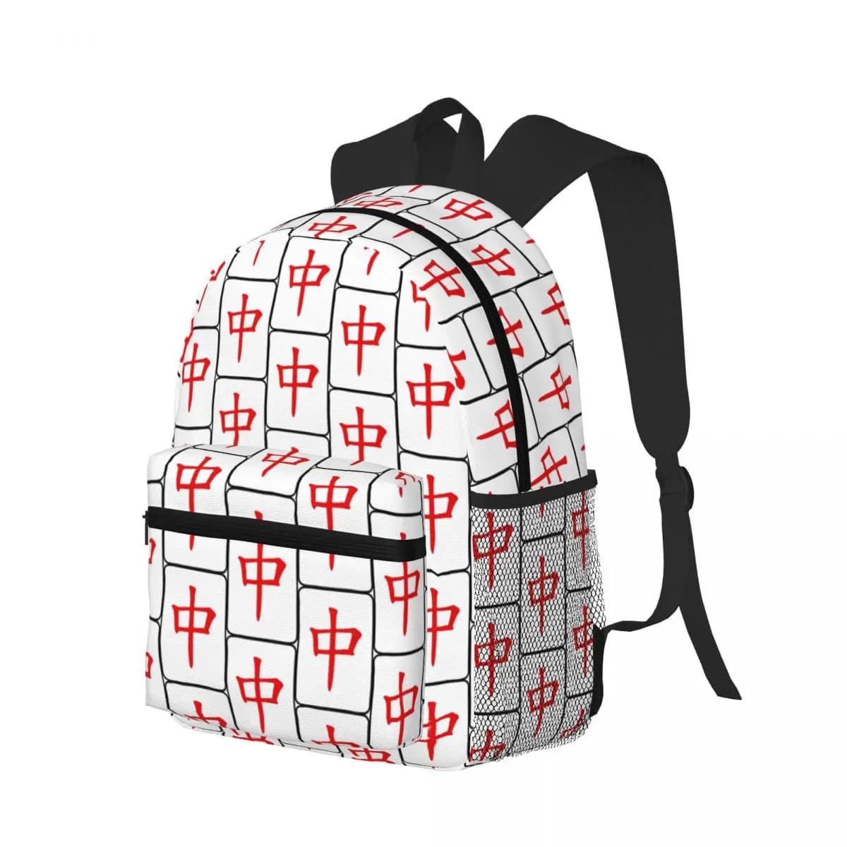 Modello Mahjong Tile Red Dragon Vocan Zaino per studenti Borsa da scuola Zaino da viaggio per escursionismo per borse a tracolla per ragazzi e ragazze