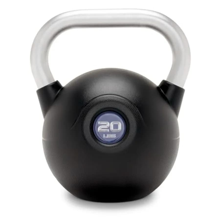 Kettlebell Rivestito in PU di Grado Commerciale da 10 a 40 LB con Maniglia in Acciaio Testurizzato e Base Piatta per Allenamento di Forza Completo