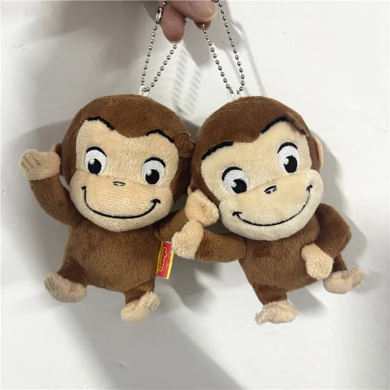 New Cute Curious George Monkey Plush Keychain Chains Small Pendant Kids Stuffed Animals Toys For Children Gifts