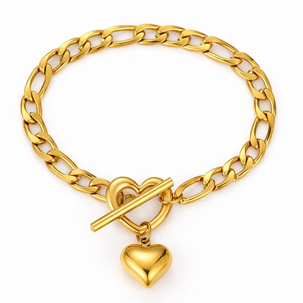 WG1pc Stylish Exquisite NK Stainless Steel Chain Heart Pendant Bracelet Niche Unique Wrist Bracelet Jewelry For Women