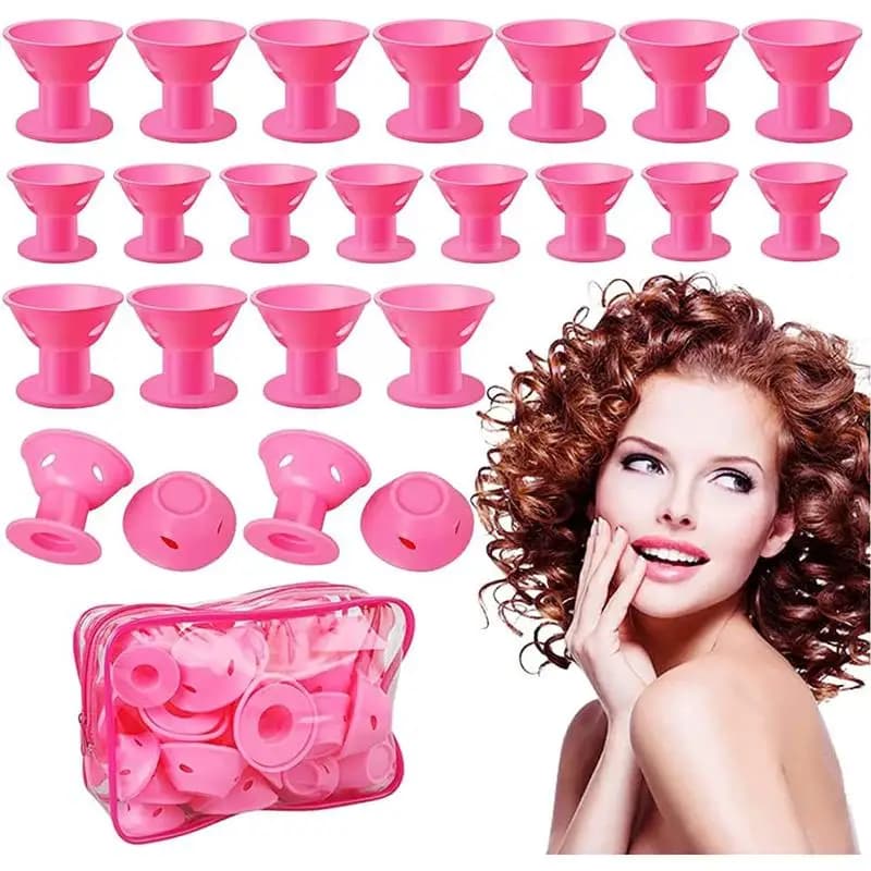 Set di 20 bigodini in silicone per capelli, morbidi, facili da rimuovere, con forme a fungo e spirale