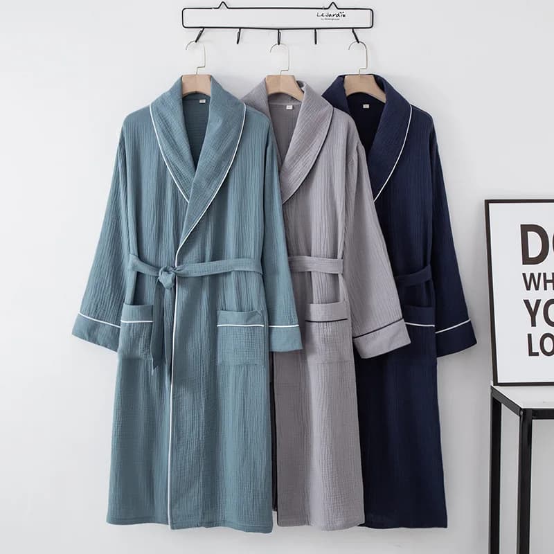 Nuova primavera e autunno Kimono giapponese Robe Coppia Cotone Crepe Accappatoio Uomini e donne Kimono Robe Sleepwear SPA Hotel Vestaglie