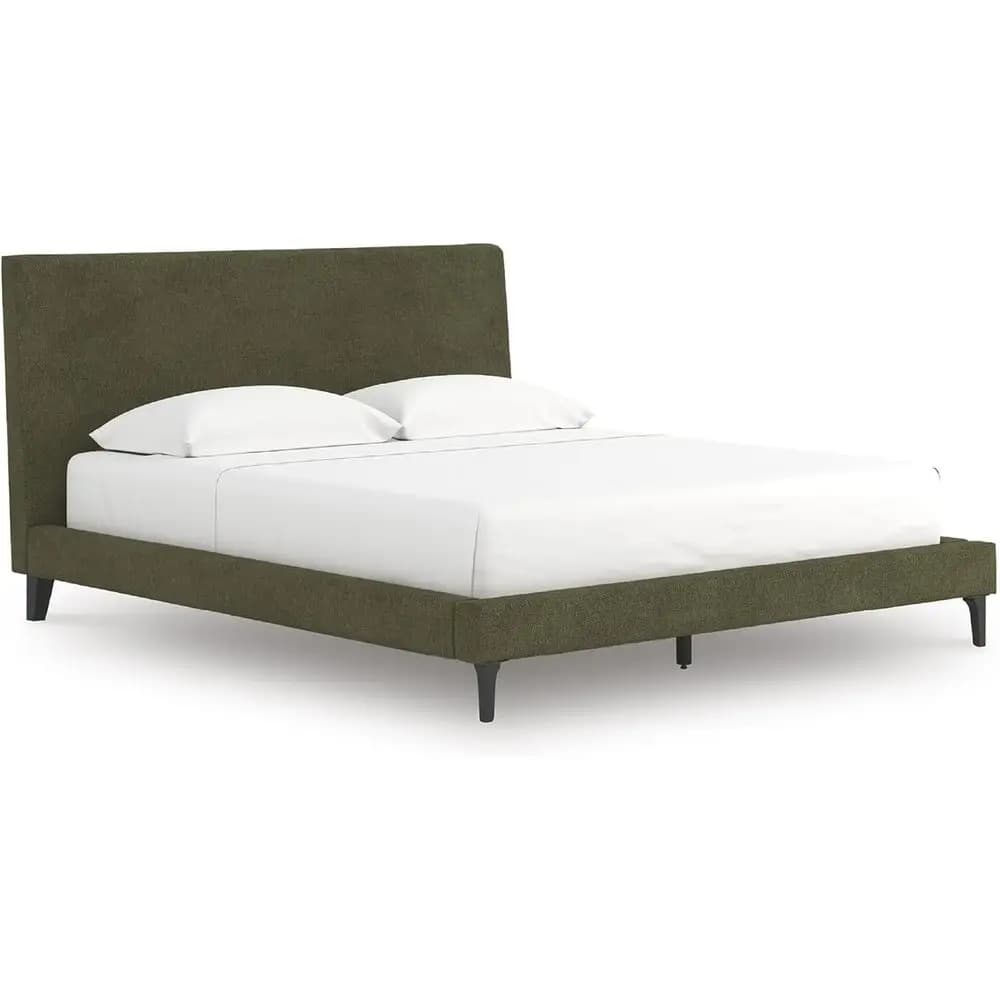 Letto matrimoniale imbottito California King casual con doghe a rullo, non necessita di base, verde