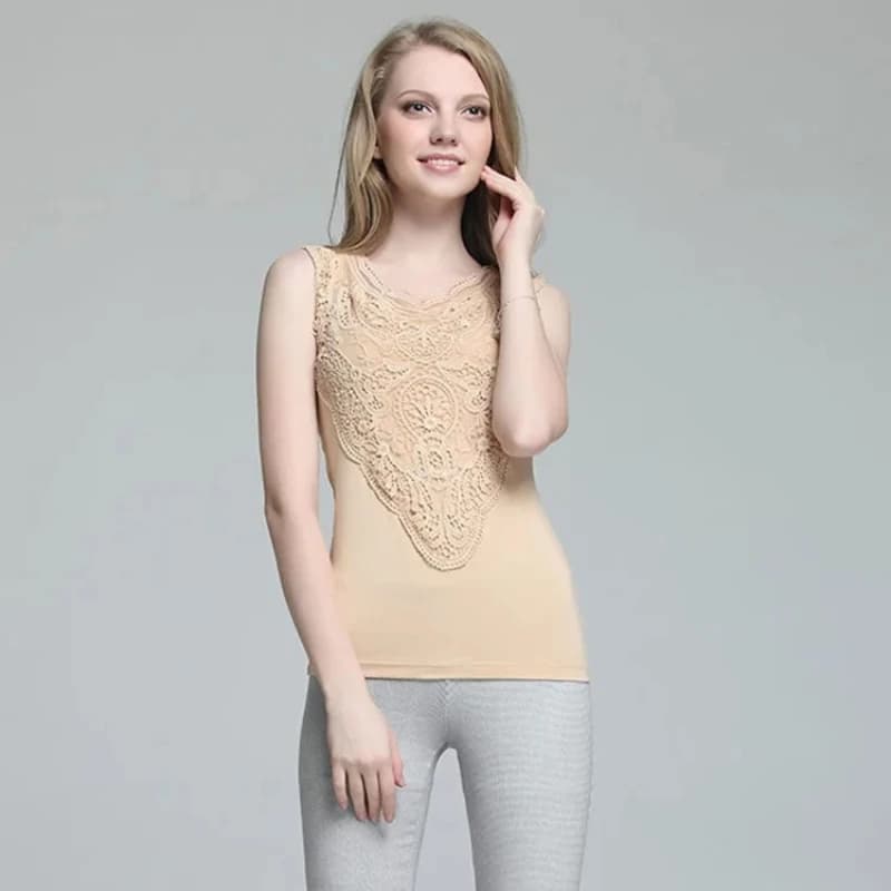 New Casual Women's Shirt Top in Sexy Lace Slim vest that touches the bottom