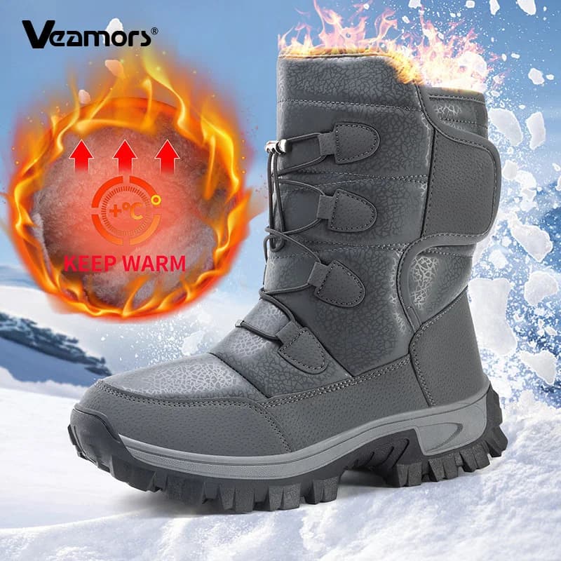 Stivali invernali in peluche Stivali da neve alti Caldi scarpe invernali da passeggio per esterni Uomo Donna Scarponi da trekking antiscivolo impermeabili