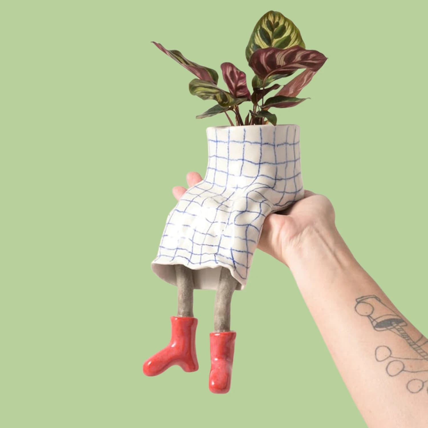 Plant vase with hanging legs, 1 piece, creative ceramic planter in dress shape, for oily plants and small green plants, desk decoration