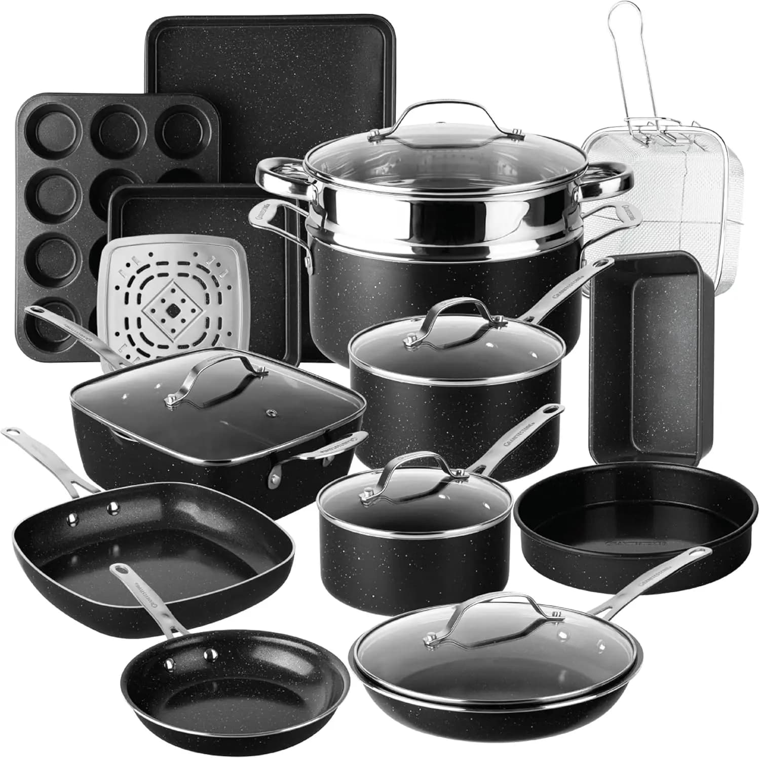 Set di Pentole in Ceramica Antiaderente da 20 Pezzi, Set Completo di Pentole e Padelle con Utensili da Forno, Padella e Vaporiera, Adatto al Forno