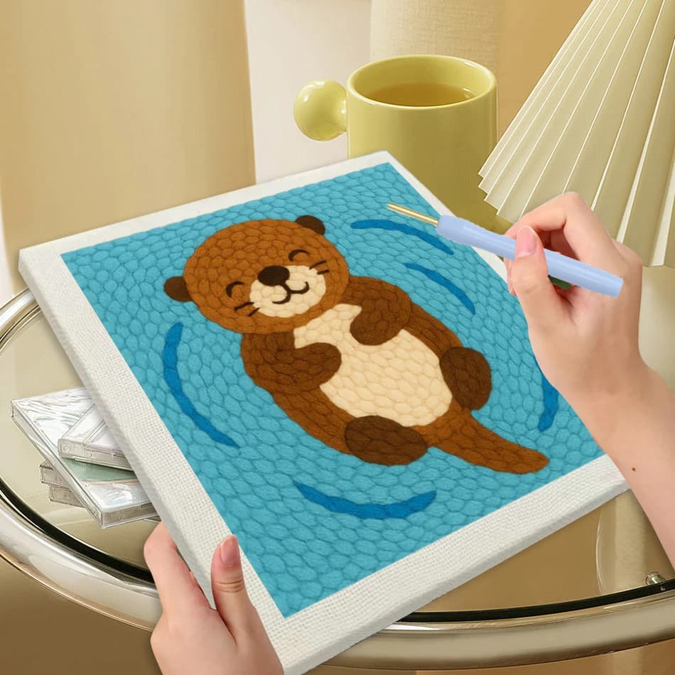 Punch Needle Kits With Frame for Beginners Adults Embroidery Punch Needle Starter Animal Craft Tools Theme DIY Wall Art Gift