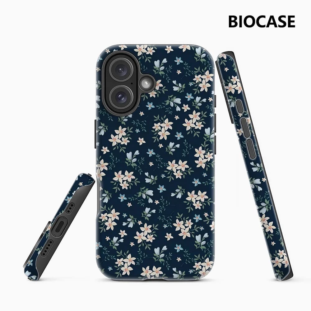Custodia per telefono Navy Floral Ditsy con supporto magnetico per iPhone 17 16 15 14 13 Pro Max Plus, custodia robusta a strato singolo/doppio