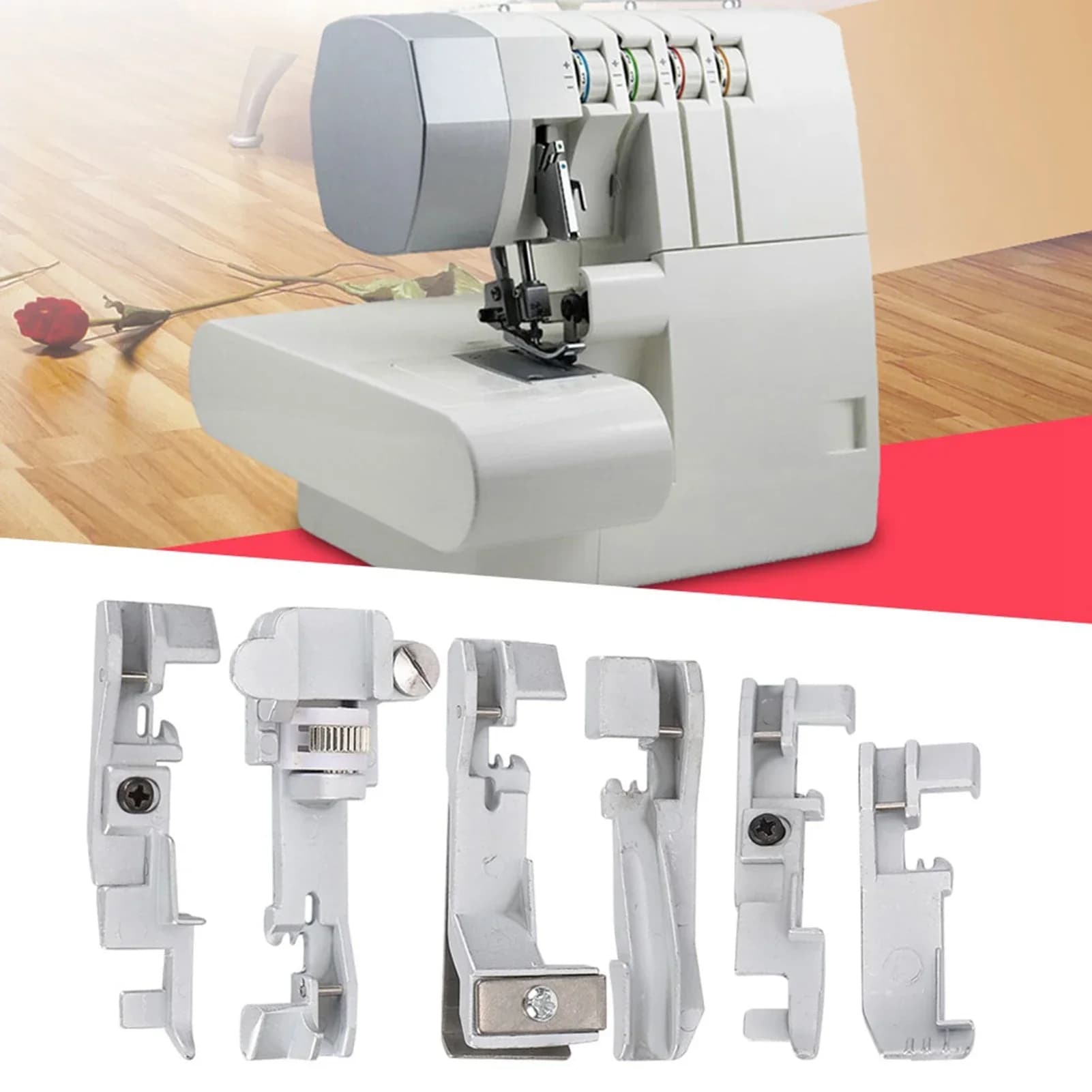 Set piedino da 6 pezzi per macchina overlock multifunzione domestica SINGER 14U 14CG754 14SH654