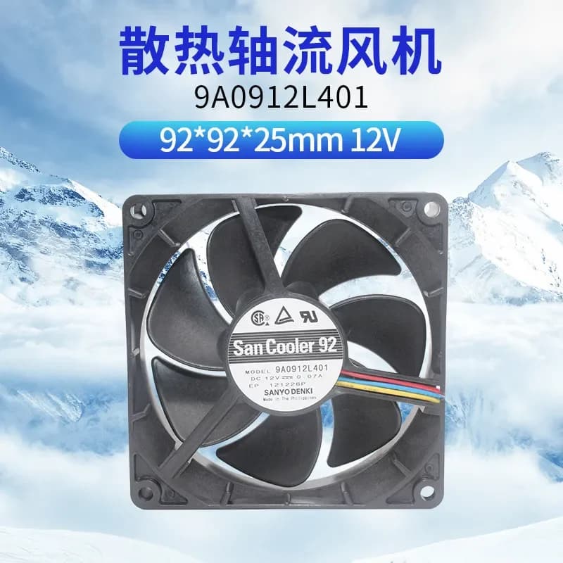 New Original Sanyo 9A0912L401 12V 0.07A 9cm Ultra-Quiet Cooling Fan for Electronics