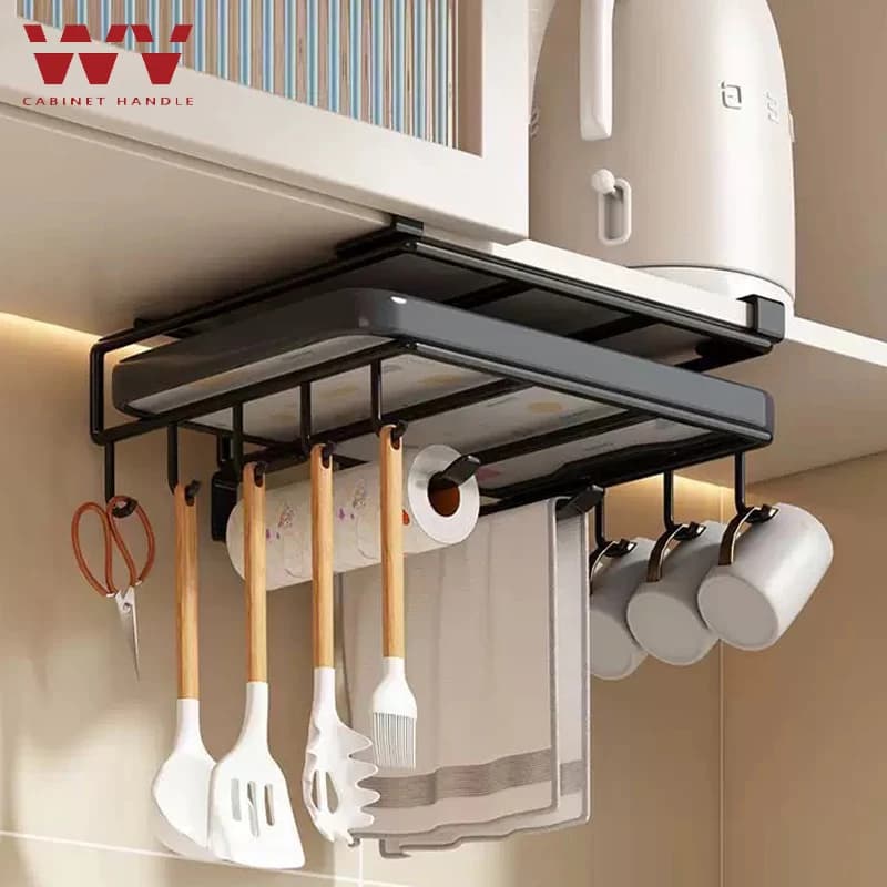 WV Kitchen under the closet Hanging Organizer Rack with Hook Paper Towels Slabs Dresses Ankle Wallet Cover for pan Storage shelf