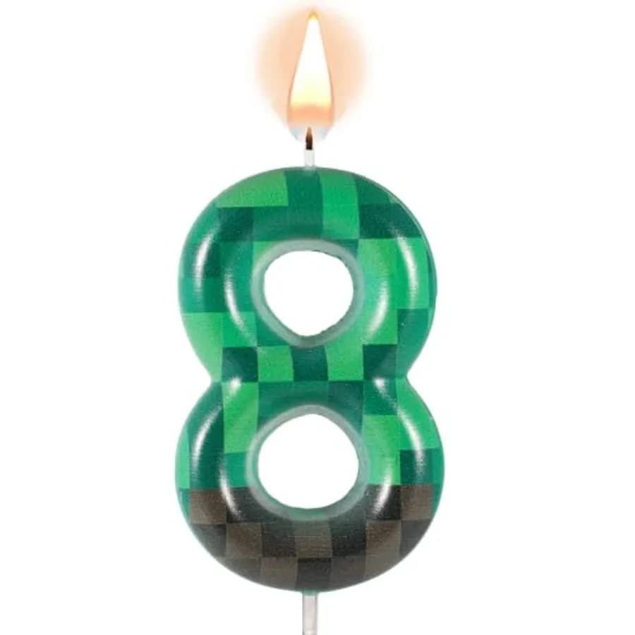 Candele di compleanno a tema TNT per torta Candele di compleanno con numero Dymite verde Candele di compleanno con pixel Toppers per torta TNT per compleanno